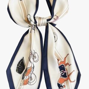 Silk Scarf with Equestrian Print NWT